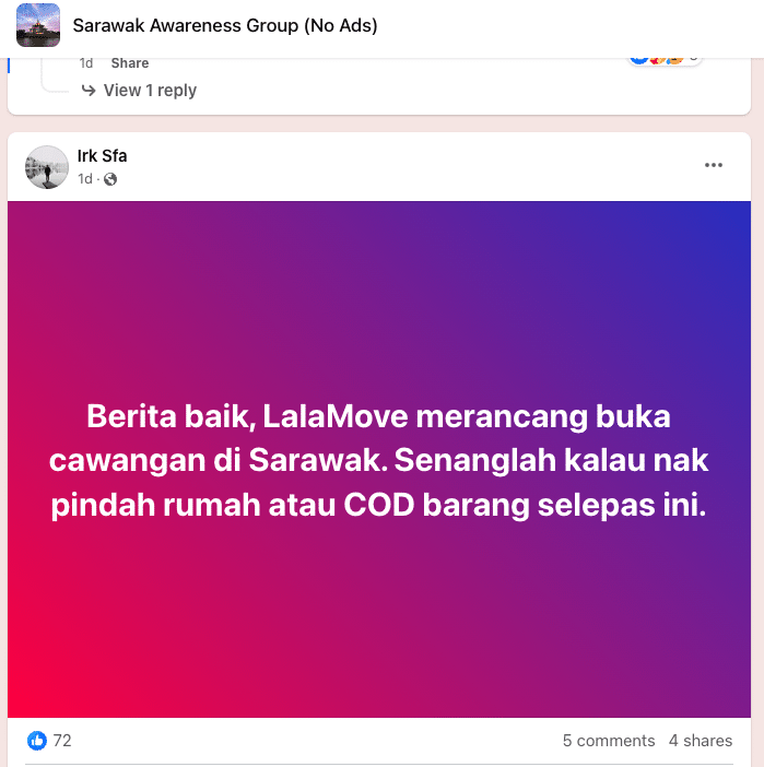 LalaMove Bakal Buka Cawangan Baharu Di Sarawak